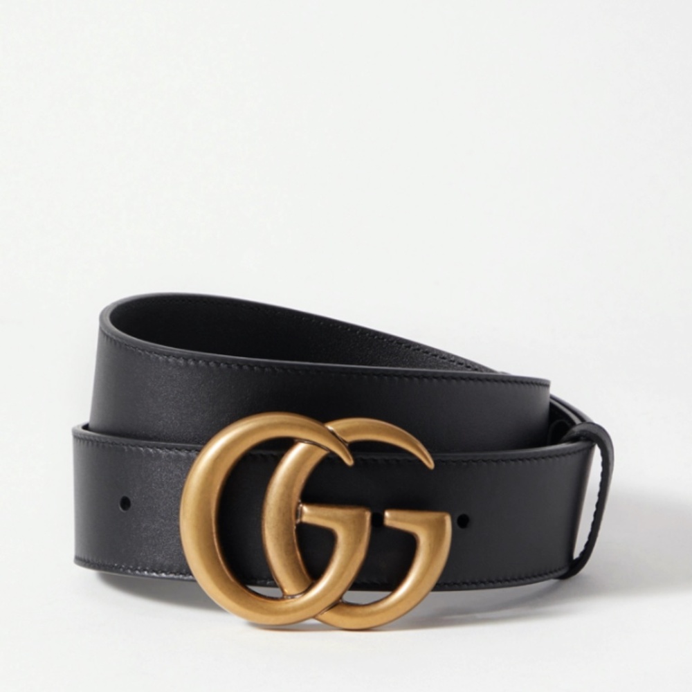 Authentic Gucci Black Belt with Double G Buckle